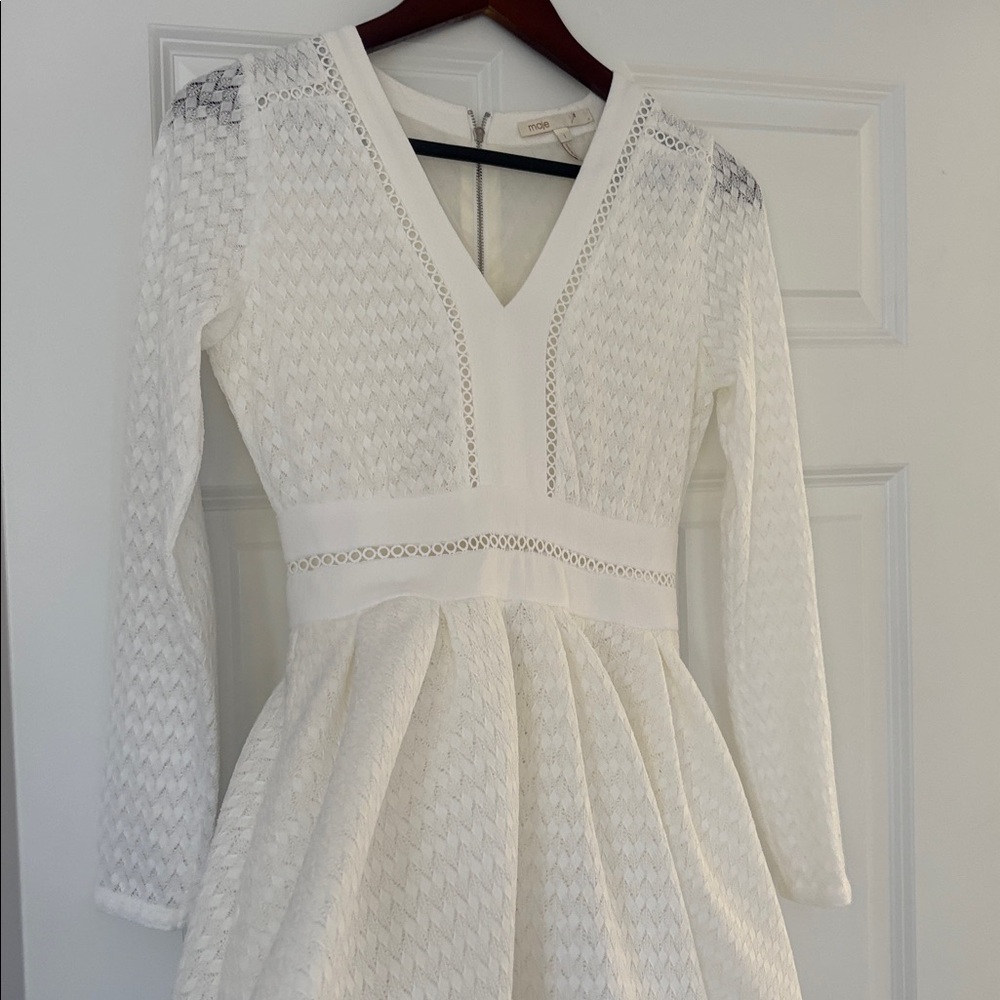 Maje $465 White Textured Dress with Lace Detail. Size 1.
Like new condition. - Picture 11 of 12